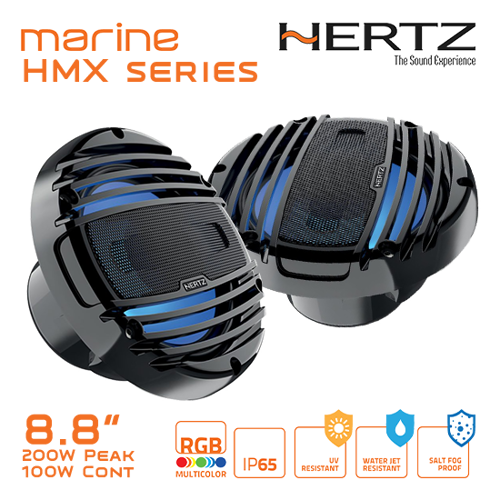 Picture of HMX 8.8" Speaker, 4Ω, 200W, Marine Black, RGB, /pr [8 LD-TC]