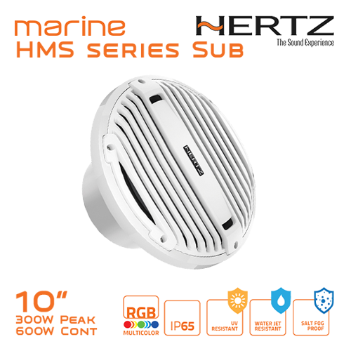 Picture of HMS 10" Sub, 4Ω, 600W, Marine White, RGB, /ea [10 B4-LD-W]