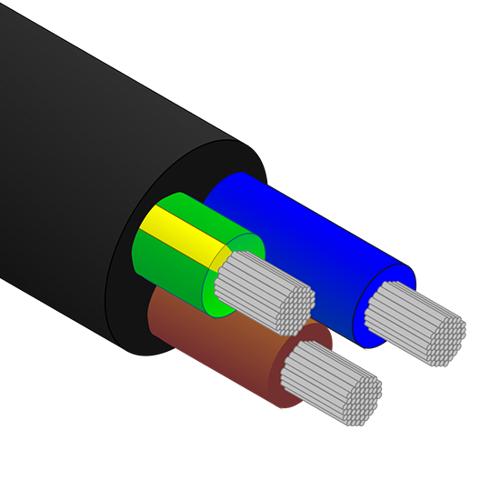 รูปภาพของ 2.5mm2, 3-Core (BR-BL-EA), Black, Tinned Marine Wire /m