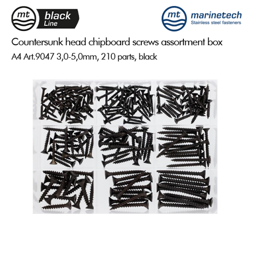 Picture of BlackLine Art. 9047 Countersunk Head Chipboard Screws Assortment Box 3,0-5,0mm