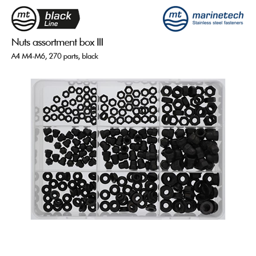 Picture of BlackLine Nuts Assortment Box III A4 M4-M6, 270 parts, black